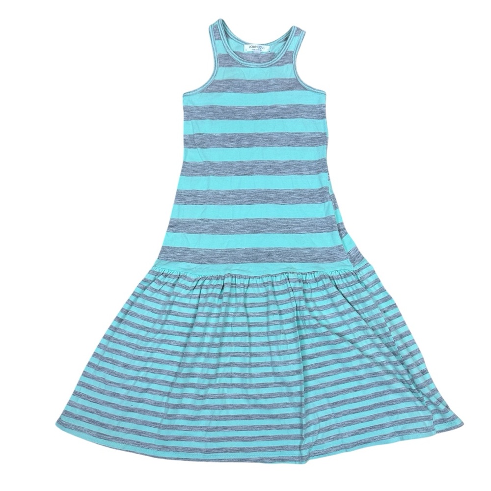 Joah Love Girls Teal & Gray Stripe Maxi Dress